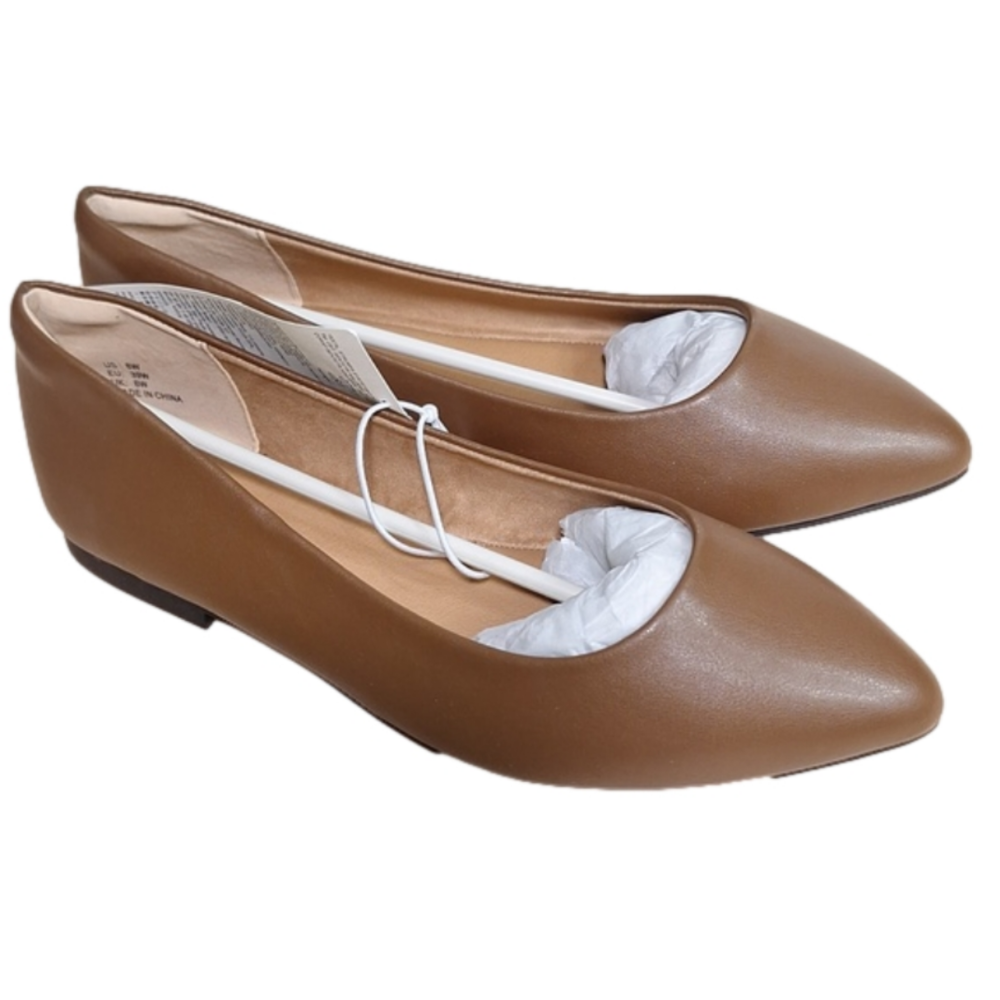 Amazon Essentials Point Toe Flats Slip On Shoes Brown